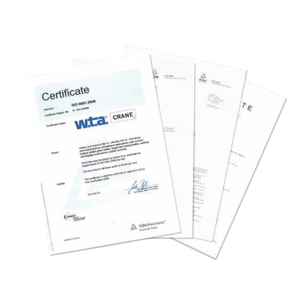 Certificazioni valvole WTA