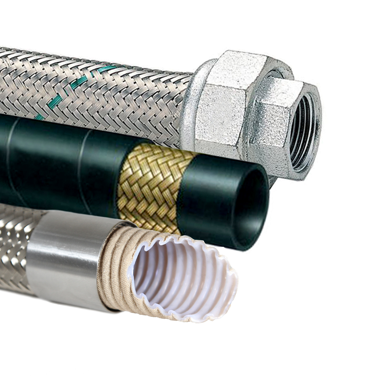 Tubazioni flessibili industriali in gomma, acciaio inox e PTFE